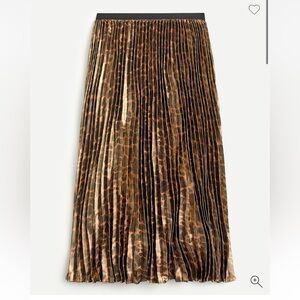 J Crew Pleated midi skirt in metallic leopard Size 4 NWT